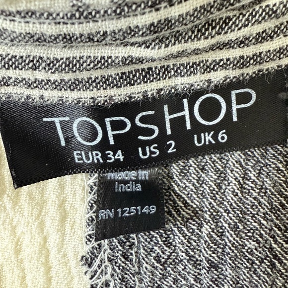 Topshop Boyfriend Plaid Black Cream Crinkle Button Up Buffalo Plaid, Sz 2 - Picture 11 of 14